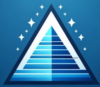 a blue pyramid with stars on it